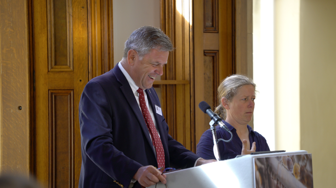 Jonathan Fisher presents his talk at the Symposium, A la Ronde, Devon.